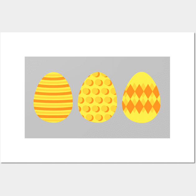 Eggspert Easter Eggs - Decorated Eggs in Yellow and Orange Wall Art by skauff